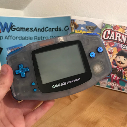 Custom Glacier Nintendo Gameboy Advance System W/ Metallic Buttons And Reflective Screen Lens - Good