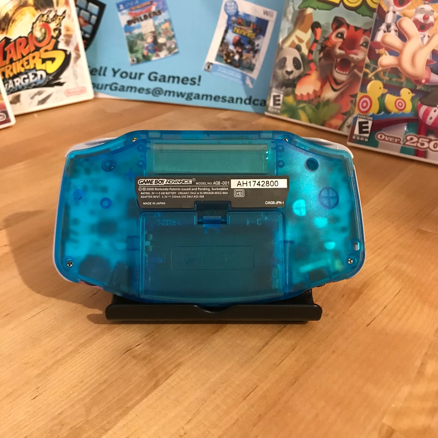 Upgraded Nintendo Gameboy Advance System In Clear Blue/Pink - Good